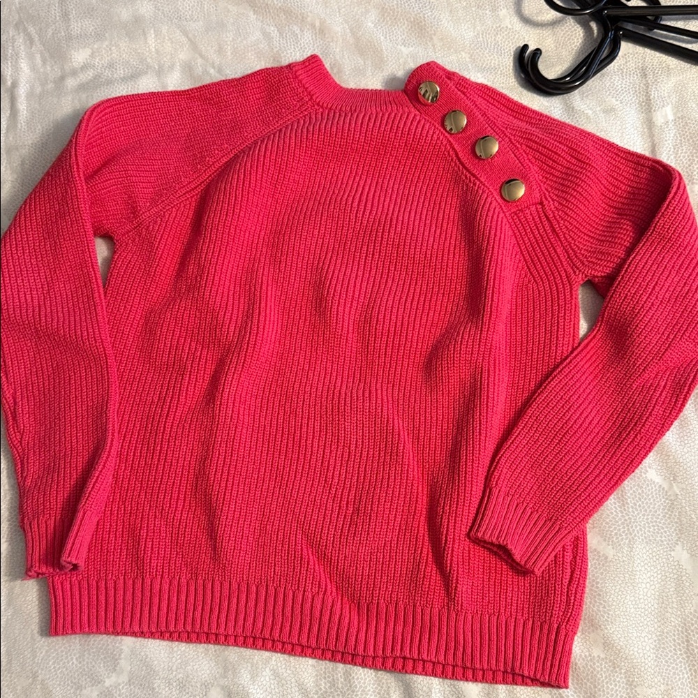 Women's Pink Sweater with Button Detail